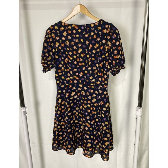 Madewell Smock-Sleeve Button-Front Mini Dress Happy Hibiscus Preppy Boho Sz 2 - Picture 7 of 12